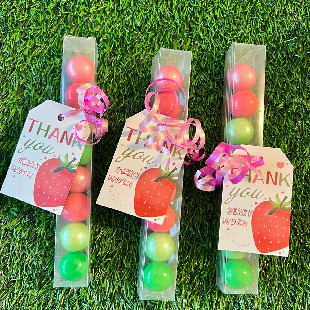Thank You Berry Much Strawberry Party Favors - 6 Gum Ball Tubes